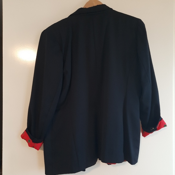 Black blazer with red printed lining sz M - Picture 7 of 9